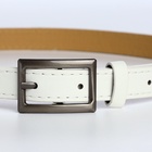 Ремень женский тонкий, 110×1.1 см, классическая пряжка металл, тёмно-серебристая, белый - Фото 7