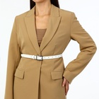 Ремень женский тонкий, 110×1.1 см, классическая пряжка металл, тёмно-серебристая, белый - Фото 2