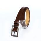 Ремень женский тонкий, 110×1.1 см, классическая пряжка металл, тёмно-серебристая, коричневый - Фото 1