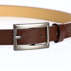 Ремень женский тонкий, 110×1.1 см, классическая пряжка металл, тёмно-серебристая, коричневый - Фото 8