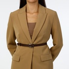 Ремень женский тонкий, 110×1.1 см, классическая пряжка металл, тёмно-серебристая, коричневый - Фото 2