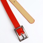 Ремень женский тонкий, 110×1.1 см, классическая пряжка металл, тёмно-серебристая, красный - Фото 6