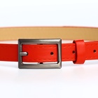 Ремень женский тонкий, 110×1.1 см, классическая пряжка металл, тёмно-серебристая, красный - Фото 8