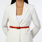 Ремень женский тонкий, 110×1.1 см, классическая пряжка металл, тёмно-серебристая, красный - Фото 3