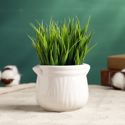 Декоративное кашпо для цветов «Горшочек», 50 мл, 7.5×7.5×6 см, керамическое, белое