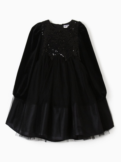 Платье нарядное для девочки KAFTAN, с пайетками, чёрное, рост 110-116 см