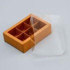 Коробка для 6 конфет, крафт с прозрачной крышкой, 13.7×9.85×3.85 см 10470208