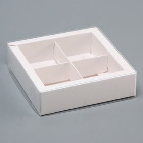 Коробка для 4 конфет, 12.5?12.5?3.5 см (комплект 2 шт)