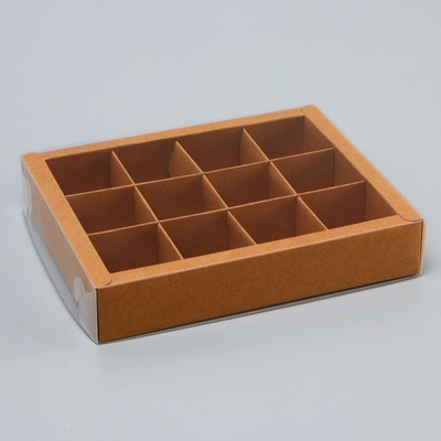 Коробка для 12 конфет, 19×15×3.5 см