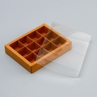 Коробка для 12 конфет, крафт с прозрачной крышкой, 19×15×3.5 см 10470215