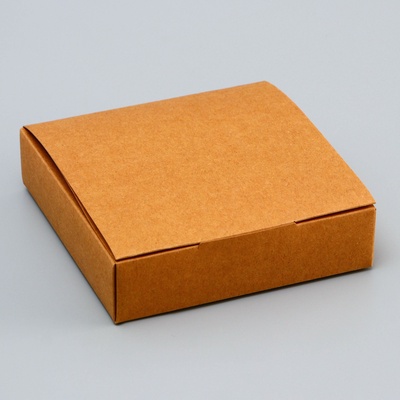 Коробка для 9 конфет, крафт с откидной крышкой, 13.7×13.7×3.5 см
