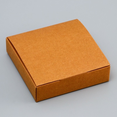 Коробка для 9 конфет, крафт с откидной крышкой, 13.7×13.7×3.5 см
