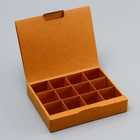 Коробка для 12 конфет, крафт с откидной крышкой, 19×15×3.5 см - фото 65435143