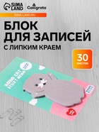 Блок для записей 35×70 мм, «Серый котик», 30 листов - Фото 1