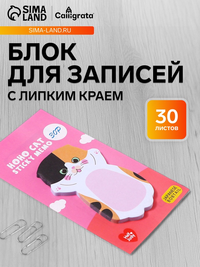 Блок для записей 35×70 мм, 30 листов «Котик» - Фото 1