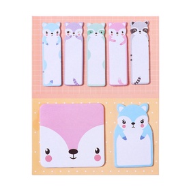 Набор фигурных бумажных закладок «Енотики», 20 листов × 7 цветов, 57×17 мм, 60×60 мм, 57×36 мм