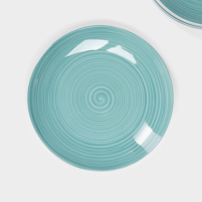 УЦЕНКА Набор фарфоровых тарелок Доляна «Палитра», 6 предметов, d=26,5 см, цвет бирюзовый - фото 115093098