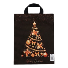 Пакет подарочный новогодний «Золотая ёлочка», полиэтиленовый с петлевой ручкой 28?35, 50 мкм (комплект 20 шт)