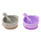 Тарелка детская на присоске с ложкой, силиконовая, МИКС - фото 121578066