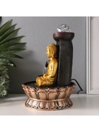 Фонтан настольный с подсветкой «Будда у скалы с чашами», от сети, золото, 20×20×30 см 10662362