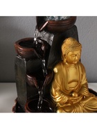 Фонтан настольный с подсветкой «Будда у скалы с чашами», от сети, золото, 20×20×30 см 10662362