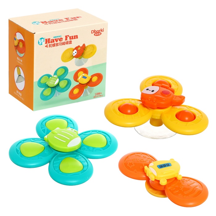 Уценка Набор спиннеров для ванной на присосках «Транспорт», 3 шт. в наборе - Фото 1