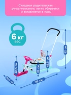 Снегокат «Twiny 2+» с забавными медвежатами, со спинкой, с родительской ручкой, голубой, розовый, TW2+/ЗМ Nika - Фото 5