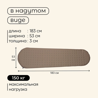 Матрас туристический maclay, 183×53×3 см, самонадувной