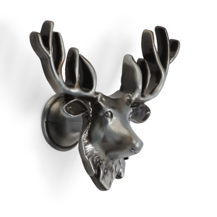 Ручка-кнопка CAPPIO PRO «Олень» 66×55 мм, цвет старинное серебро