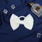 Бант для волос на резинке «Школьница стиль», узоры, 12 см, белый - Фото 3