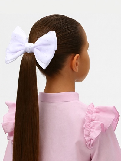 Резинка для волос "Школьница стиль" классика крапинки, 12 см, белый