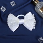 Бант для волос на резинке «Школьница стиль», классика кружево, 12 см, белый - Фото 3