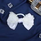 Бант для волос на резинке «Школьница. Стиль», цветы, 12 см, белый - Фото 3