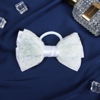 Бант для волос на резинке «Школьница стиль», кружево классика, 12 см, белый - Фото 3