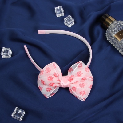 Ободок для волос Выбражулька «Бантик крошка», листья, 10×1 см, розовый
