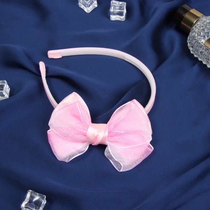 Ободок для волос «Бантик крошка», классика, 10×1 см, розовый - Фото 1