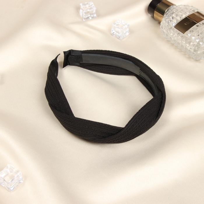 Ободок для волос QF «Жаннет», коса плетение, 3 см, чёрный - Фото 1