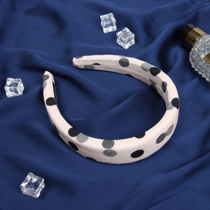 Ободок для волос QF «Жаннет», стиль круги, 3 см, чёрно-розовый - Фото 1