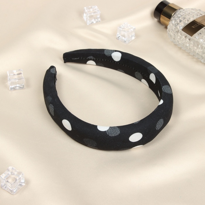 Ободок для волос QF «Жаннет», стиль круги, 3 см, бело-чёрный - Фото 1