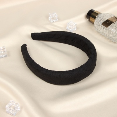 Ободок для волос QF «Жаннет», классик текстура, 3 см, чёрный