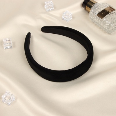 Ободок для волос «Жаннет», классик бархат, 3 см, чёрный