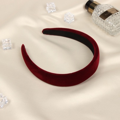 Ободок для волос QF «Жаннет», классик бархат, 3 см, бордовый