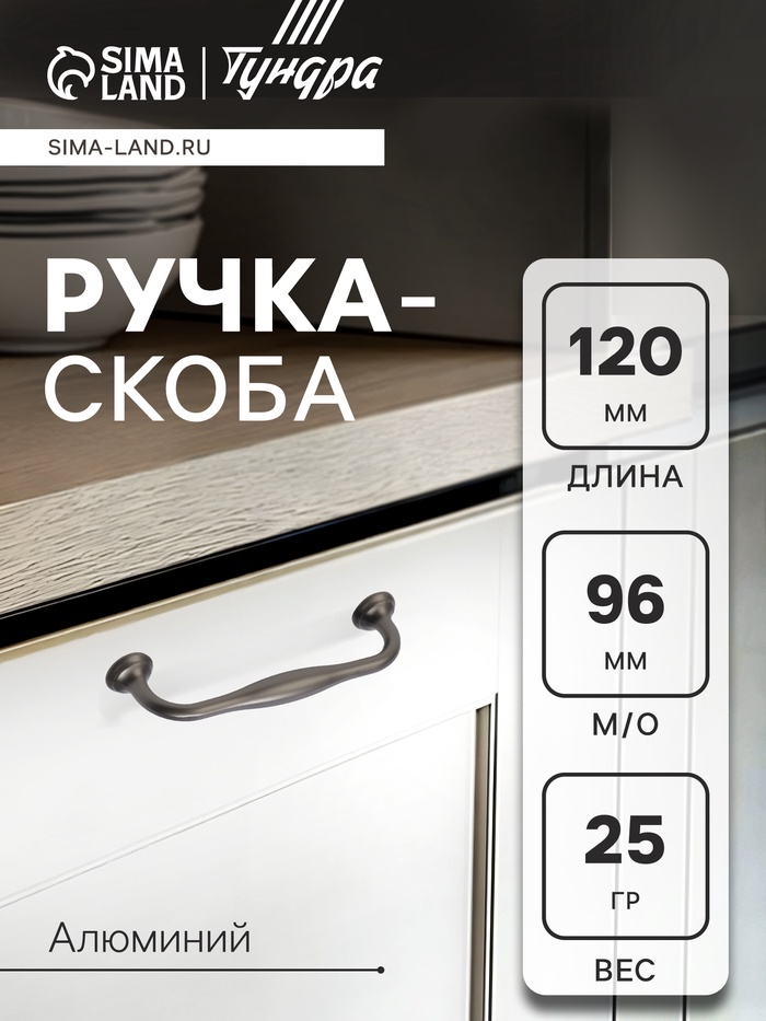 Ручка-скоба CAPPIO WAVE PC173BL, м/о 97 мм, графит
