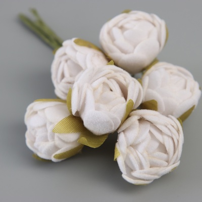 Декор для творчества "Пионы" белый (1 набор=1 букет) в букете 6 шт 2,5х10,5 см