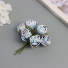 Декор для творчества "Пионы" бело-голубой (1 набор=1 букет) в букете 6 шт 2,5х10,5 см 10705178