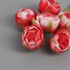 Декор для творчества "Пионы" бело-красные (1 набор=1 букет) в букете 6 шт 2,5х10,5 см (комплект 10 шт) - фото 26215876