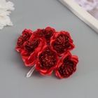 Декор для творчества "Камелия" красный (1 набор=1 букет) в букете 6 шт 4х11 см (комплект 10 шт) - фото 26215905