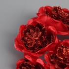 Декор для творчества "Камелия" красный (1 набор=1 букет) в букете 6 шт 4х11 см (комплект 10 шт) - фото 26215906