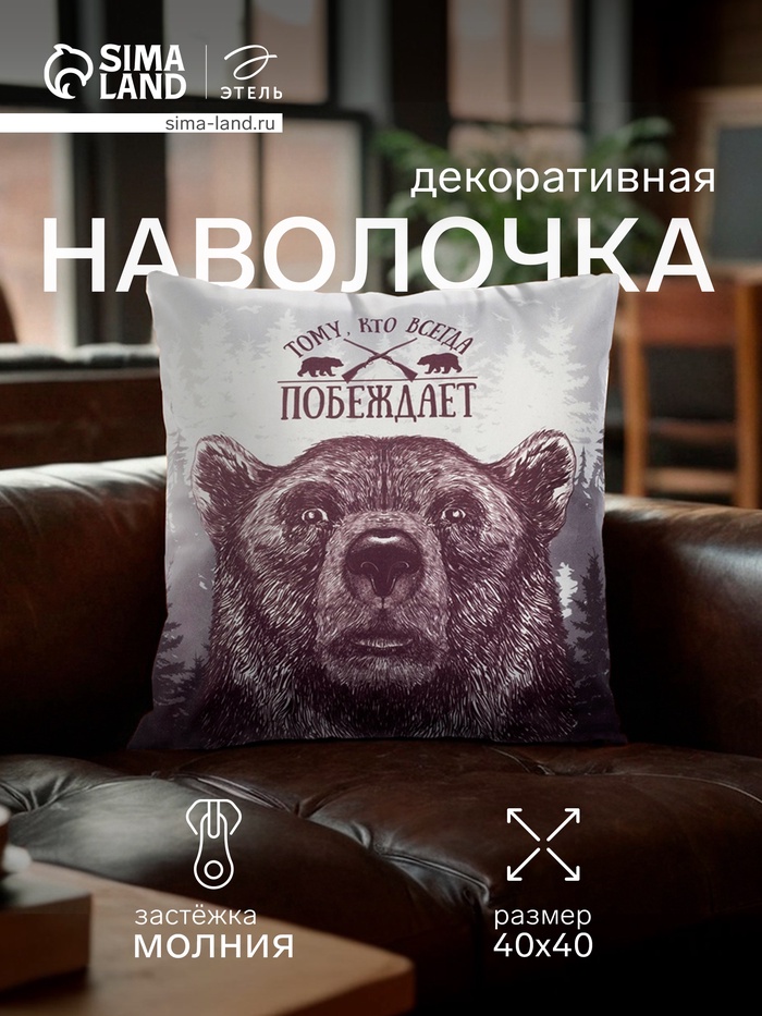 Наволочка декоративная «Этель. Победитель», 40×40 см, велюр - Фото 1