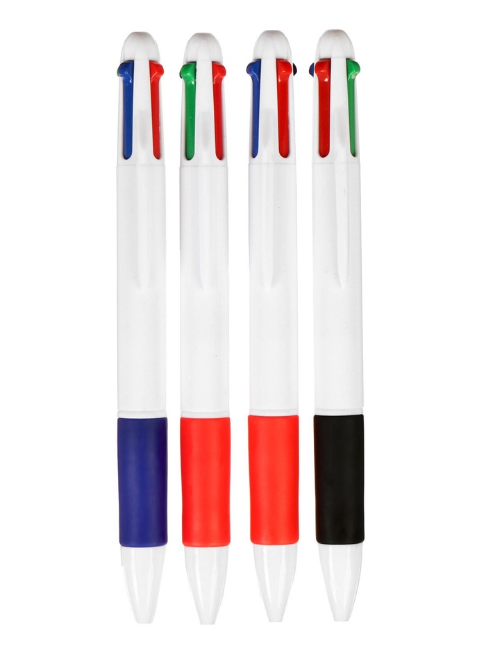 Набор шариковых ручек Calligrata, 4 штуки, автоматические, 4-х цветные, резиновый упор, МИКС - Фото 1
